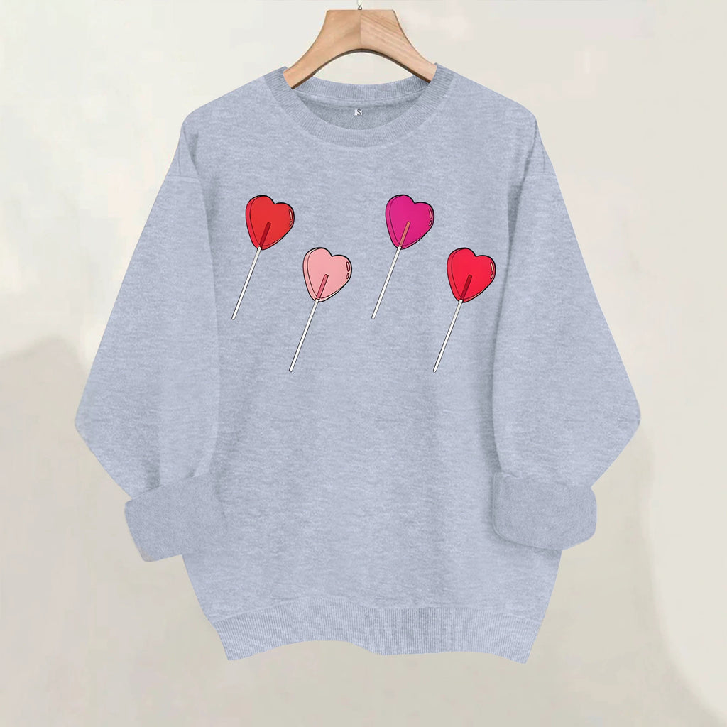 Pink heart-shaped balloon printed sweatshirt
