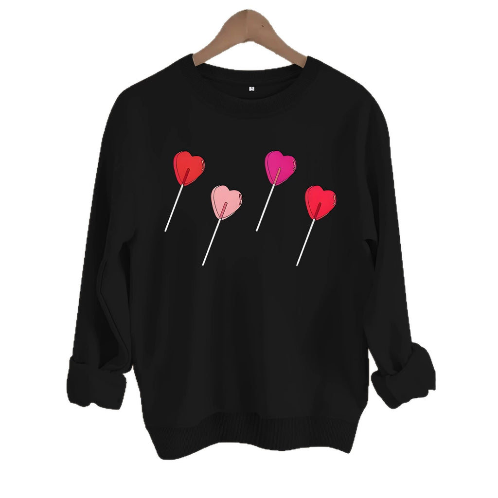 Pink heart-shaped balloon printed sweatshirt