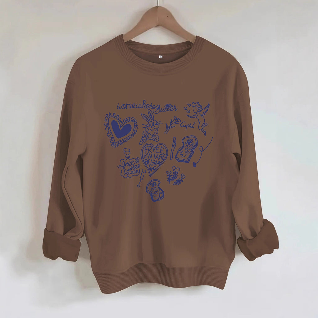 Round neck long sleeved sweatshirt