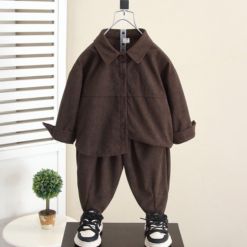 Boys Corduroy Jacket Casual Two-Piece Set