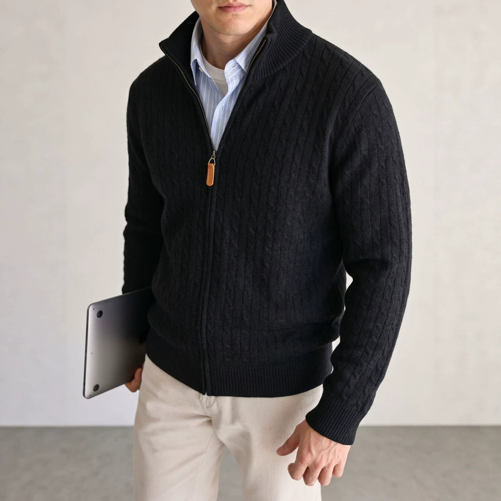 Cardigan stand up collar sweater