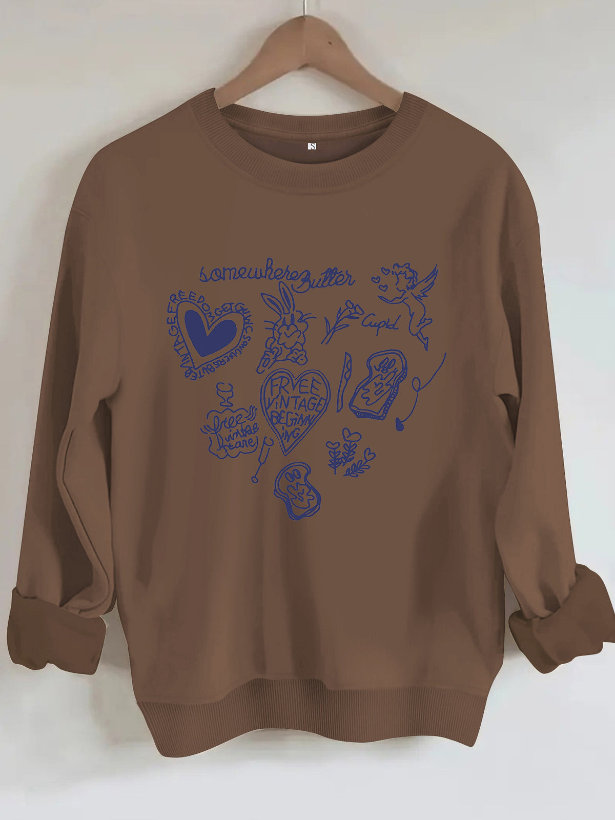 Round neck long sleeved sweatshirt