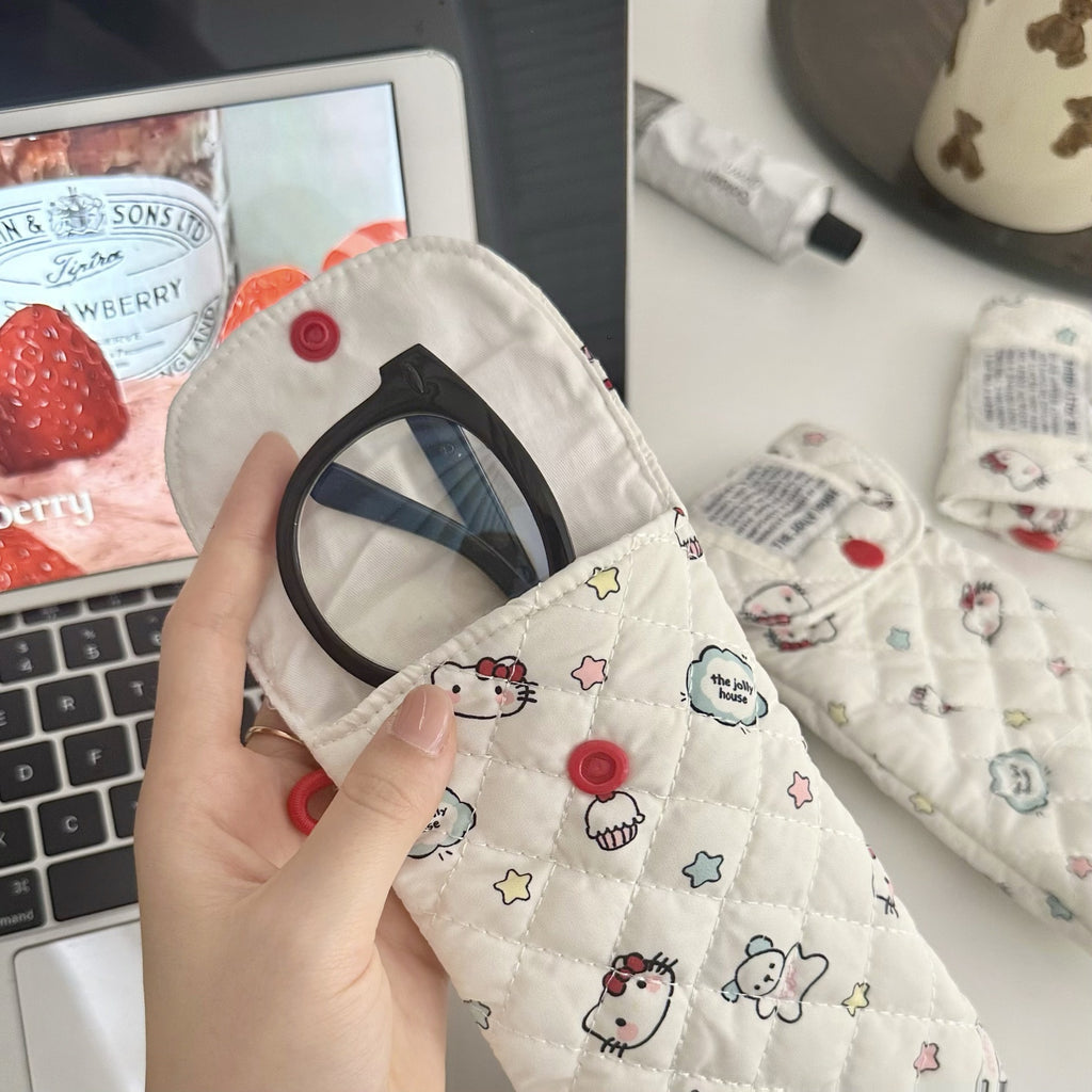 Cartoon Cat Padded Sunglasses Case Portable Crush-Resistant Eyeglass Bag