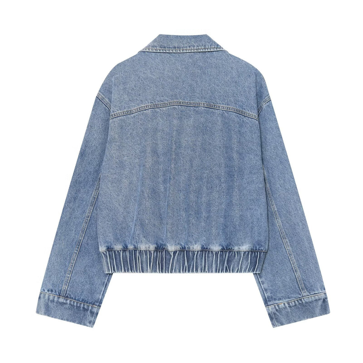 Loose shoulder strap double breasted denim jacket for women
